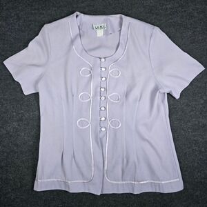 Vtg Y2K Anna Womens Lilac Short Sleeve Button Blouse Top Cottage Core Size L